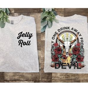 Jelly roll shirt country rock popular trending bull skull roses